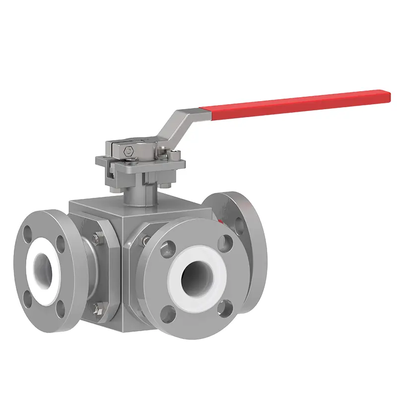 A PTFE bélelt háromirányú golyószelep‌‌
